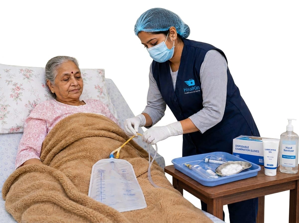 Catheter and tubing at home in Bandra — Healkin nurses